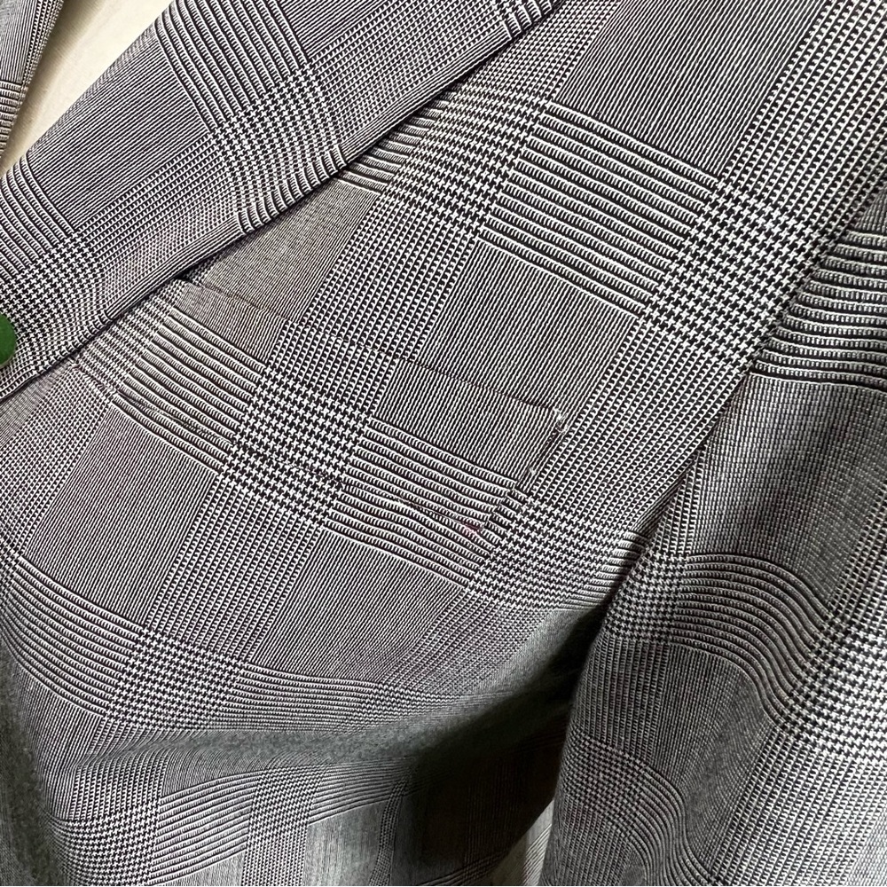 THEORY Minimalist Luxury Classic Gray Plaid Wool Blend Single Button Blazer, M - Picture 11 of 14
